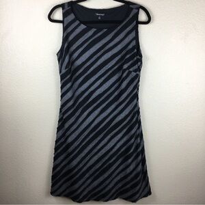 Samuel Dong Women's Gray Black Diagonal Stripe Sleeveless Zip Dress Size S